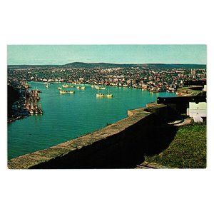 Vintage Postcard St John's Harbour Signal Lookout Newfoundland Canada Old Fort
